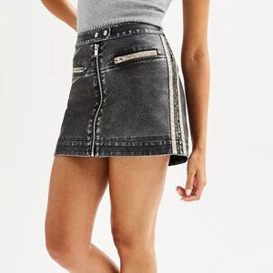 Juniors' SO® Vintage Washed Faux Leather Mini Skirt